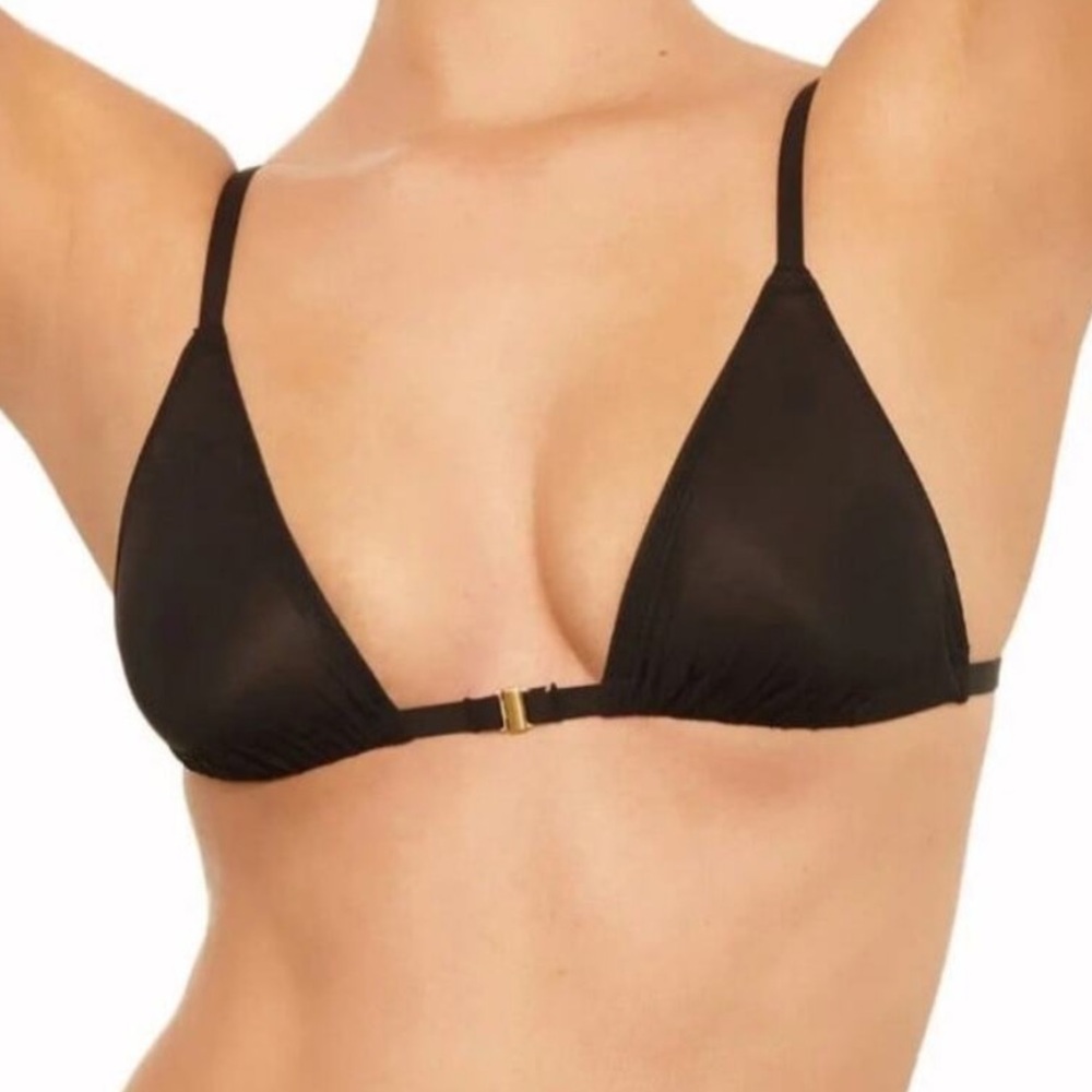 SKIMS Size 4X Jelly Sheer Triangle Bralette Onyx Black Bra Nwt Snap Open Front